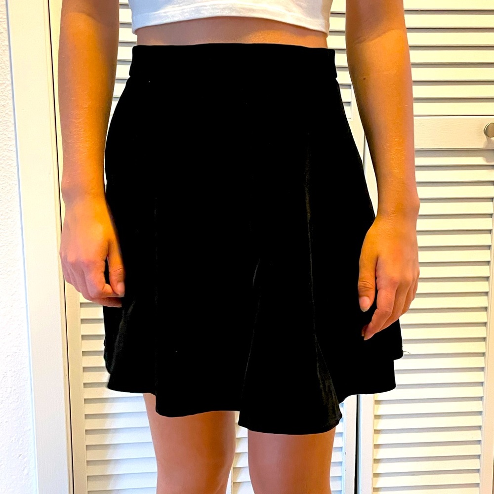 Velvety black a line mini skirt